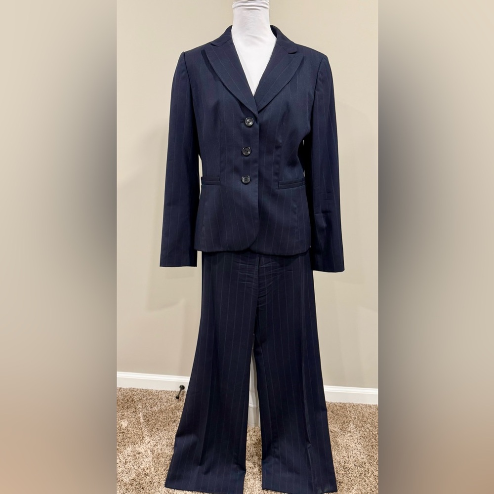 Classic Navy Pinstripe Women's Suit pants size 8, jacket size 10